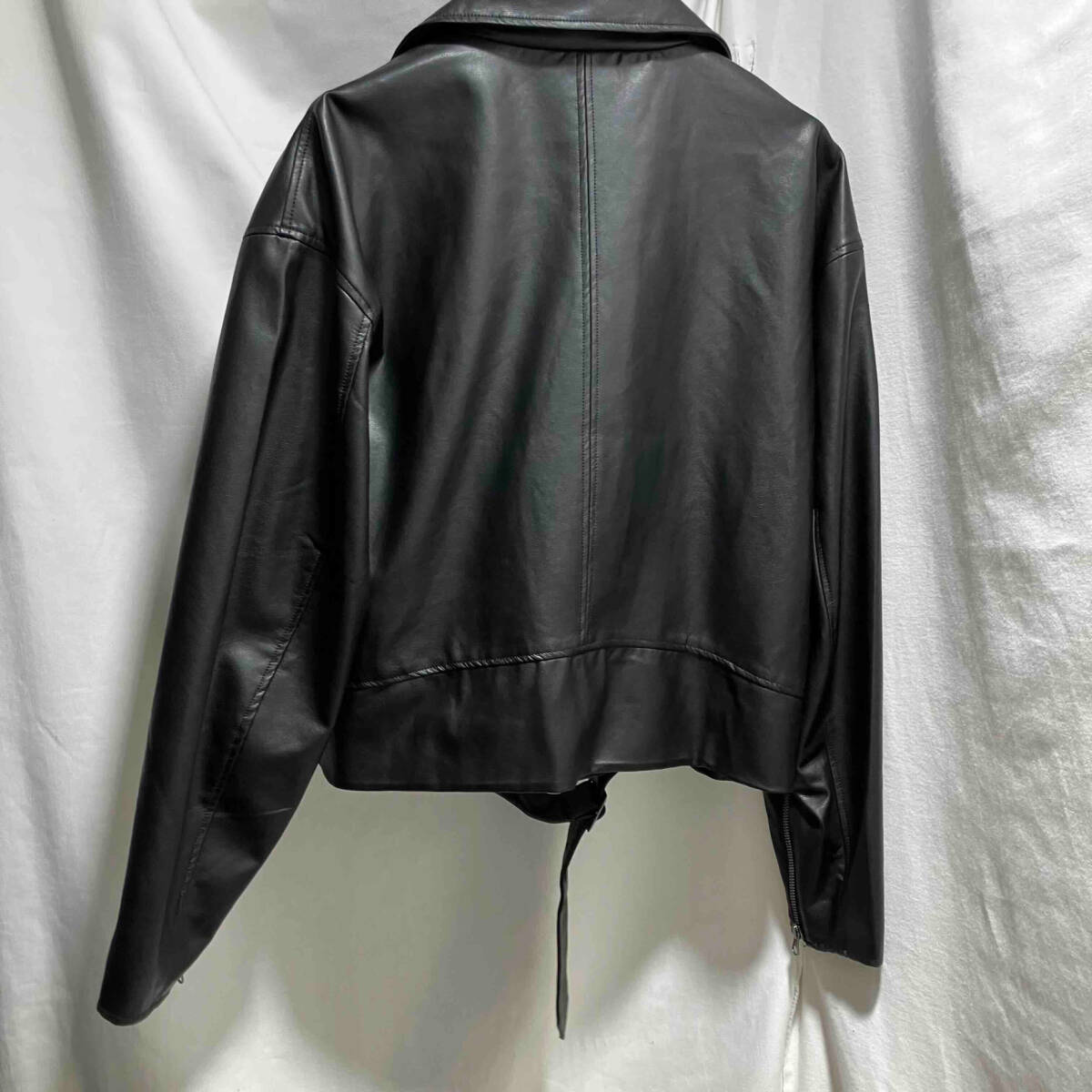 FAVCLO Fake Double Leather Jacket Size:M FV303001BM ファブクロ フェイクレザーダブルライダースジャケット_画像2