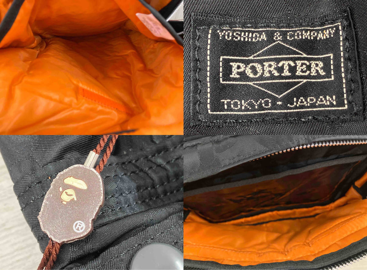 *PORTER A BATHING APE バックパック リュック ブラック カモ柄 コラボ ポーター×エイプ ブラック【追記あり/チャック固め】_画像8