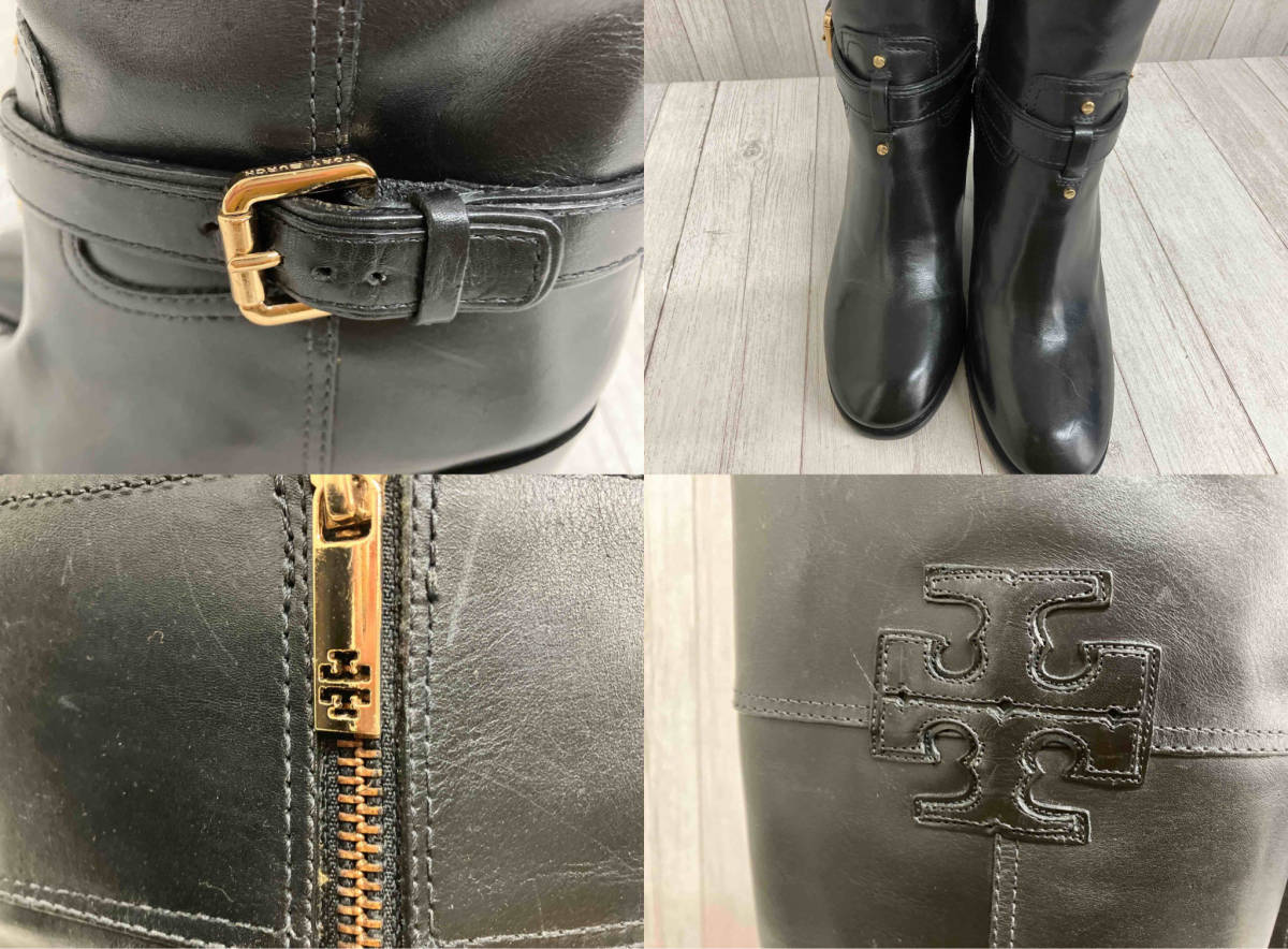 TORY BURCH トリーバーチ ブラック レザー ジョッキーブーツ 9Mサイズ_画像6