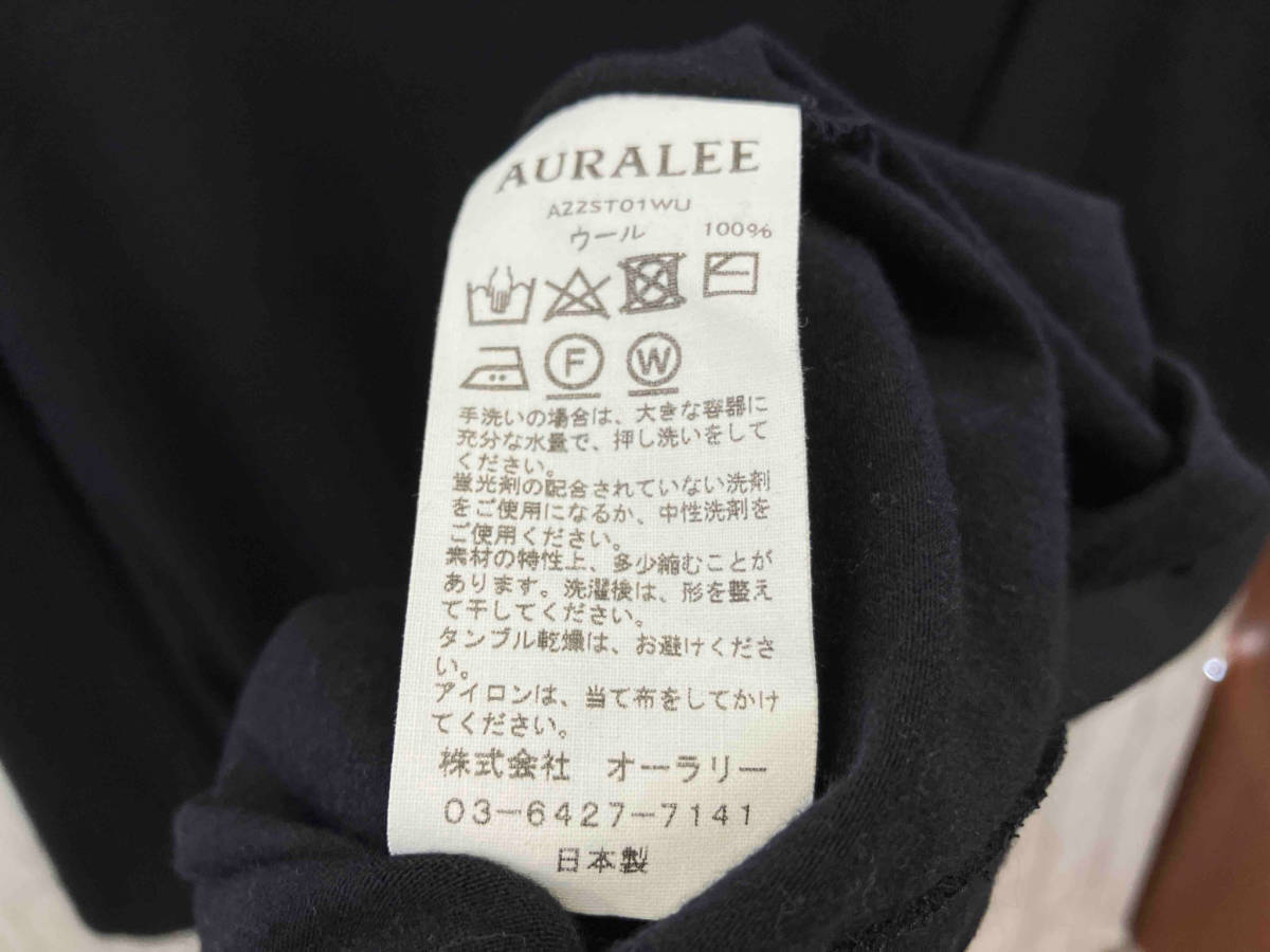 AURALEE オーラリー 半袖Tシャツ ウール100% ブラックA22ST01WU オーバーサイズ メンズ サイズ:4_画像5