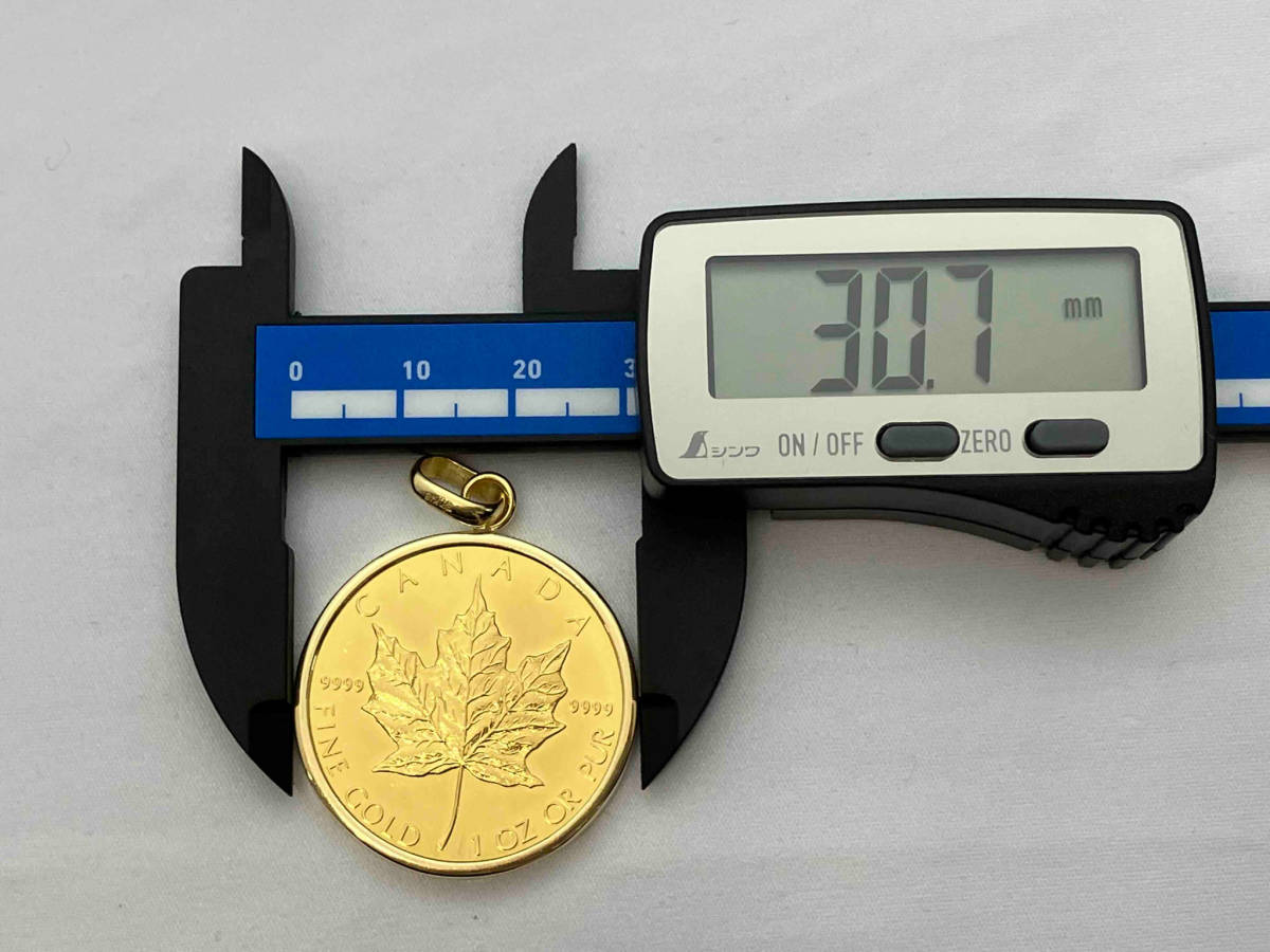 純金 メープル リーフ 金貨 コイン 1oz ペンダント トップ K24 K18 総重量 34.2g 50 DOLLARS 1991 メイプルの画像4