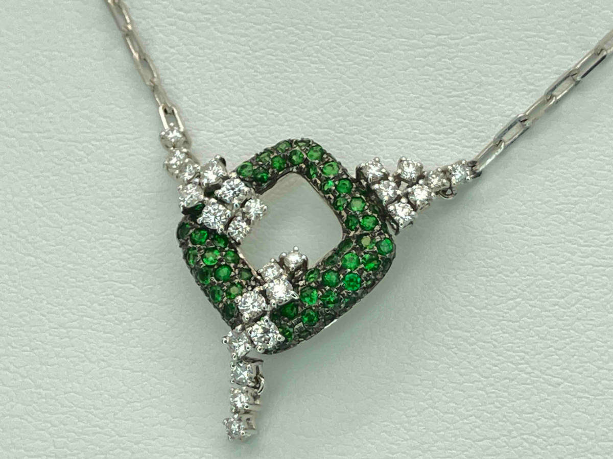 人気大割引 天然グリーングロッシュラーガーネット/K18WG/40cm/ダイヤモンド0.578ct/ネックレス/40cm/7.7g その他