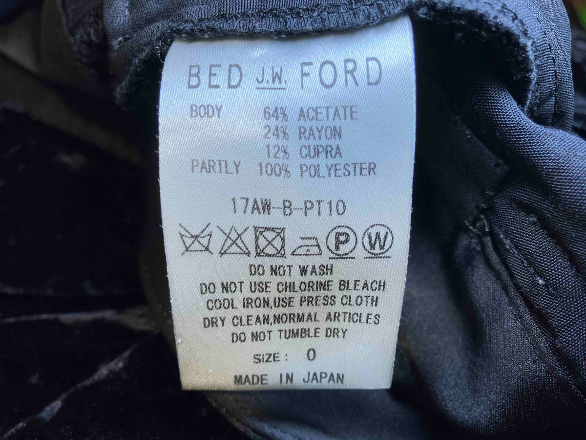 BED J.W.FORD ベロアワイドパンツ ロングパンツ サイズ:0 ブラック ベッドフォード 店舗受取可_画像9