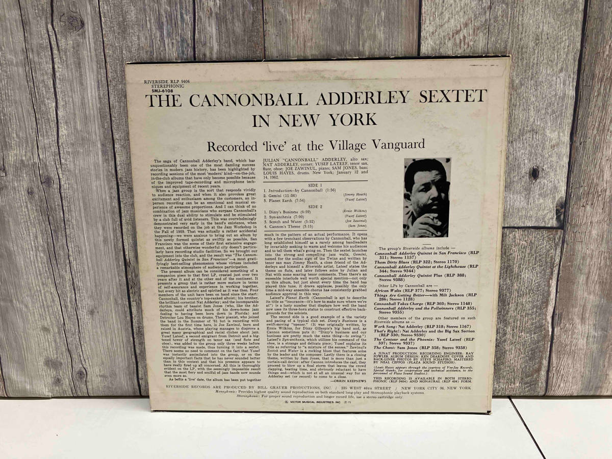 【LP盤】 【白ラベル】 The CANNONBALL ADDERLEY Sextet in New York キャノンボール・アダレイ SMJ6108_画像2