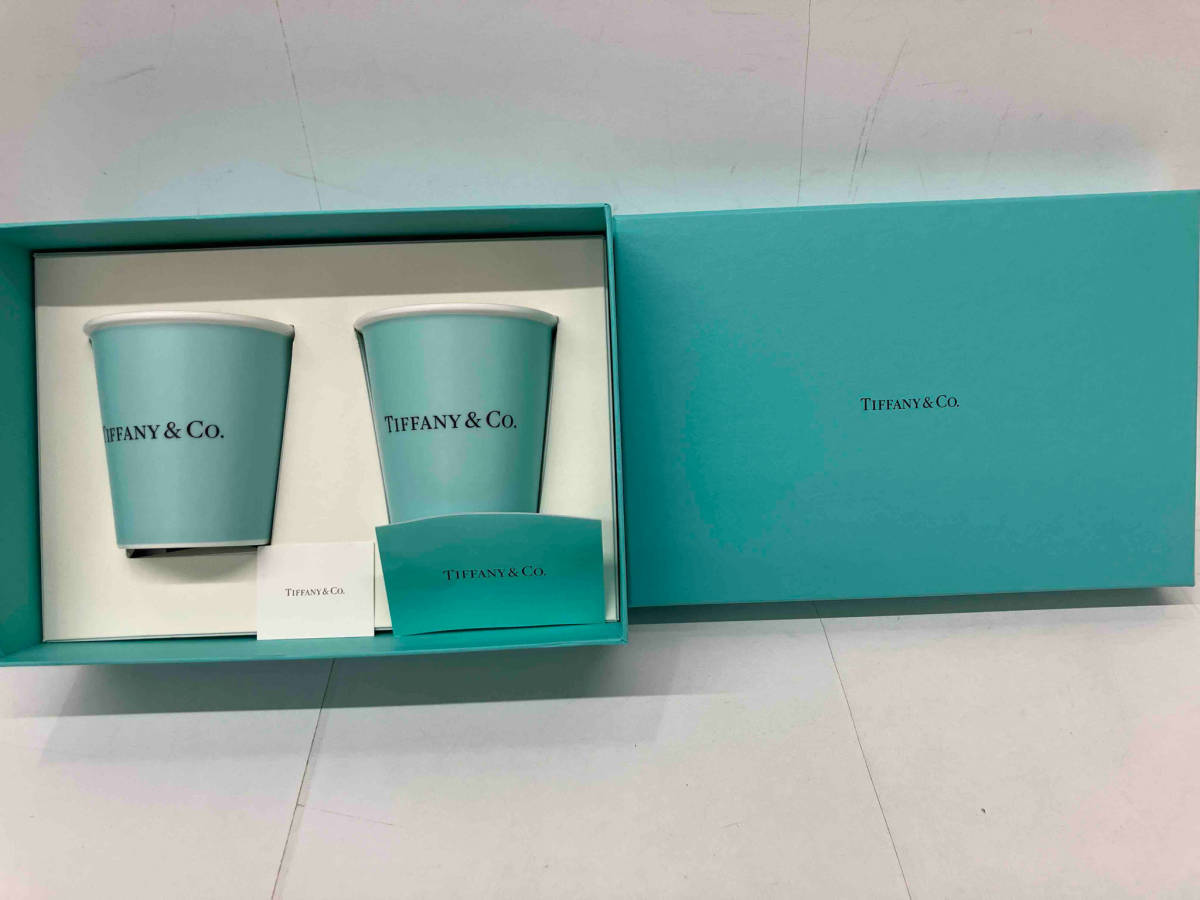 美品 ティファニー　コーヒーカップ　ボーンチャイナ　２個セット　Tiffany&Co. 店舗受取可