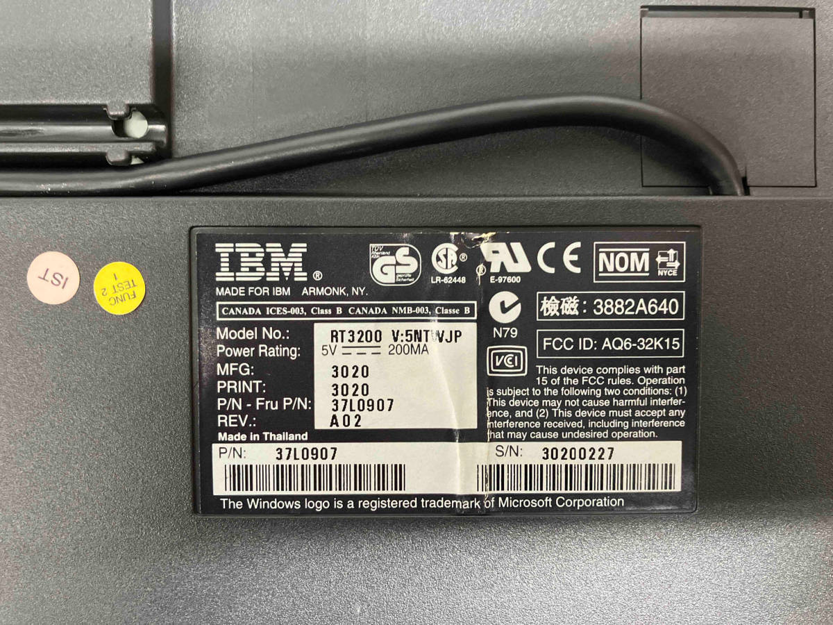 ジャンク 動作未確認 RT3200 IBM PC用キーボード_画像6