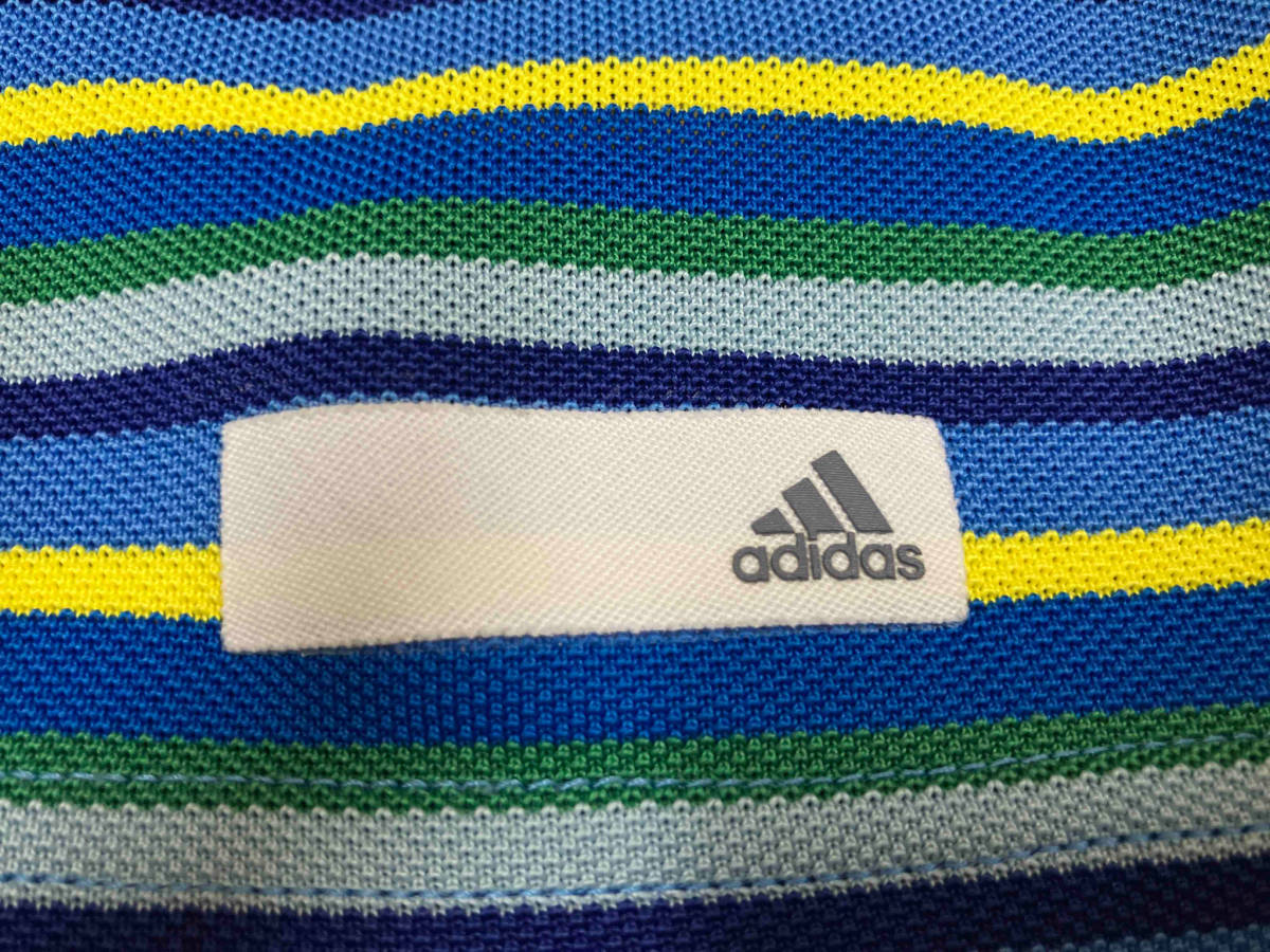 adidas アディダス マルチボーダー ポロシャツ L ブルー系