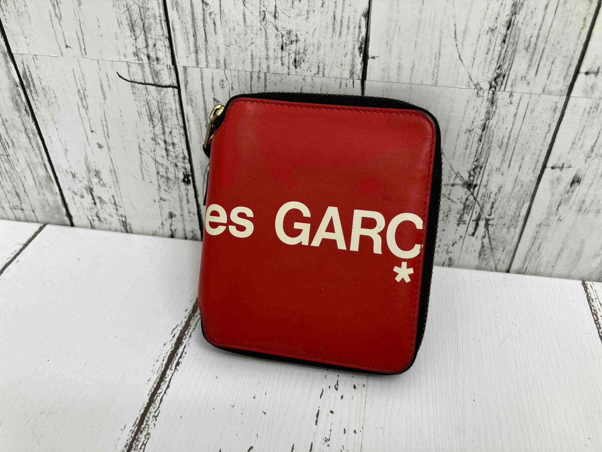 COMME des GARCONS コムデギャルソン レザー 二つ折り財布 小銭入れ付 スペイン製 レッド 店舗受取可の画像1