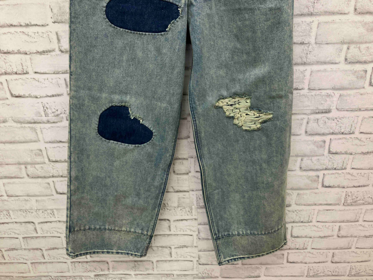 SHIKITARI シキタリ SHIKITARI2023-11 FADED WIDE DENIM PANTS ワイドデニムパンツ ブルー ダメージ加工 Sサイズ_画像4