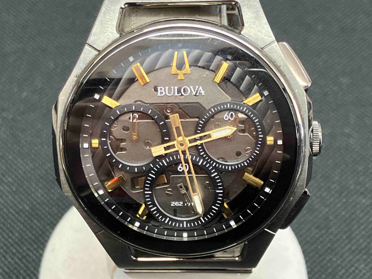 BULOVA CURV 98A206 スケルトン クォーツ ケースサイズ 3.9cm ベルト長さ 15cm ケース打コンあり_画像1