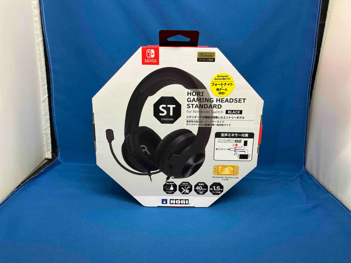 【1円スタート】HORI GAMING HEADSET STANDARD BLACK for Nintendo Switch ヘッドセットの画像1