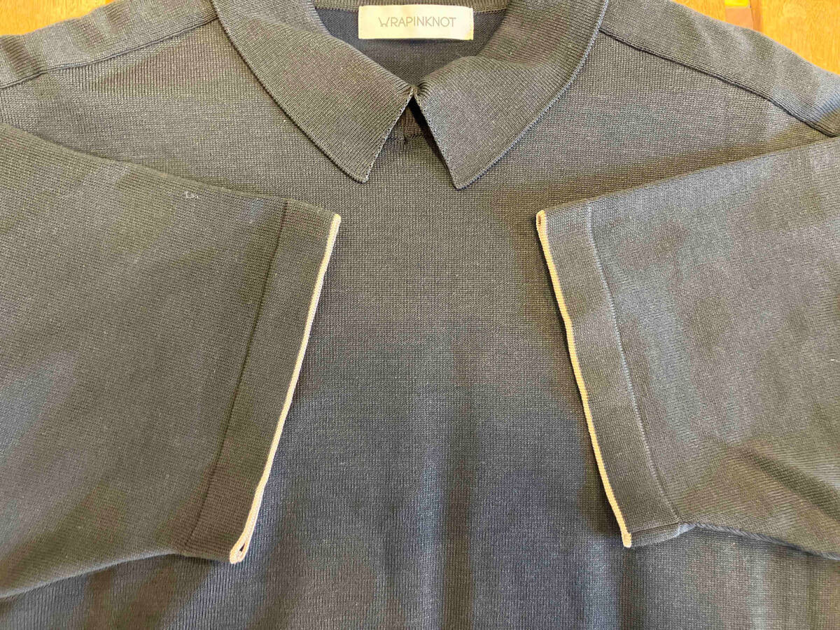 WRAPINKNOT ラッピンノット ニットポロ 半袖ポロシャツ ブラック サイズ3 店舗受取可_画像4