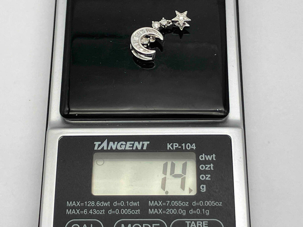 K18WG start p pendant top month star motif diamond white gold Gold accessory 