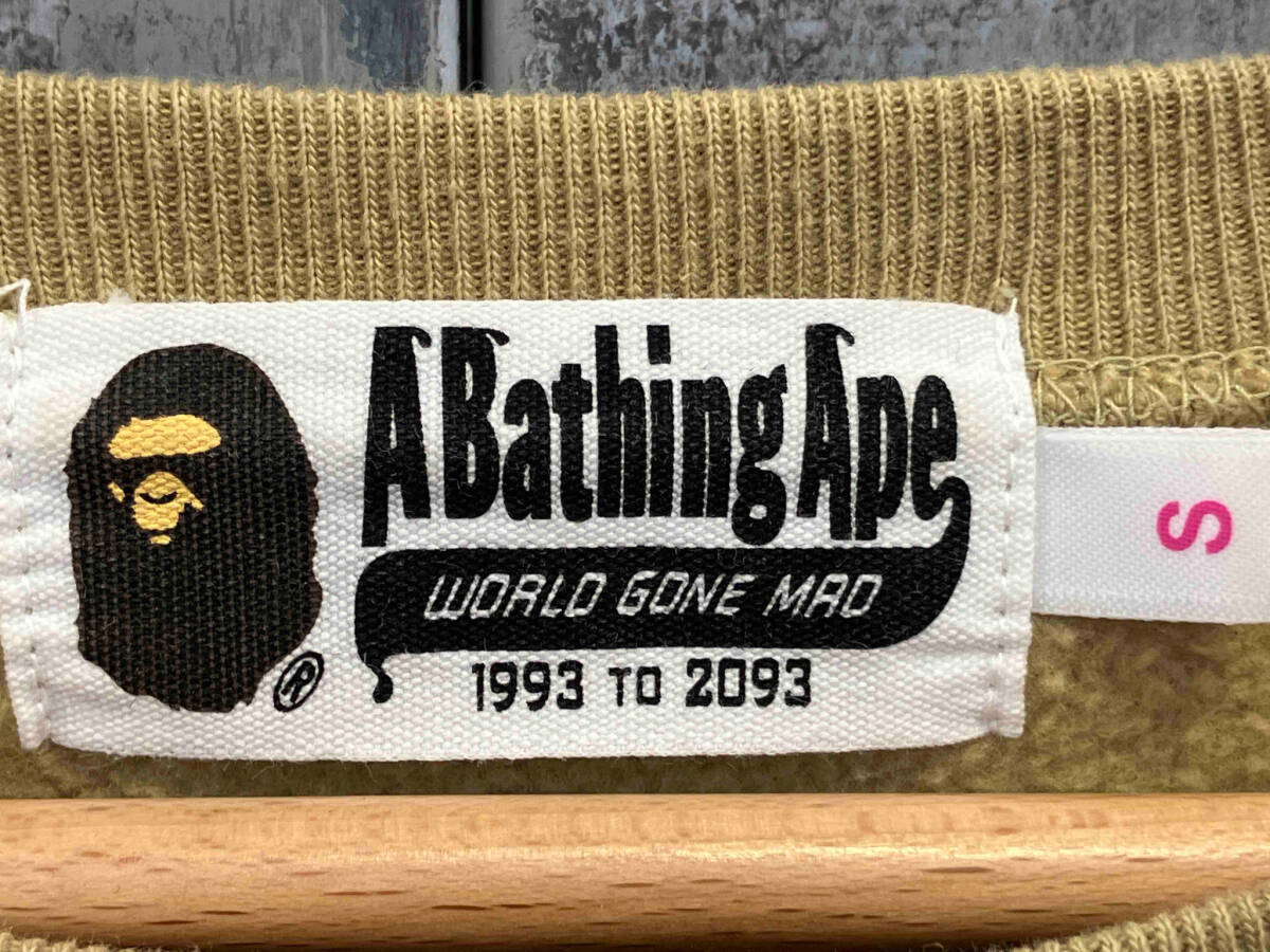 A BATHING APE アベイシングエイプ スウェット 迷彩柄 カモフラージュ グリーン ベージュ 001swg302510x ワンポイント ワッペン メンズ S_画像3