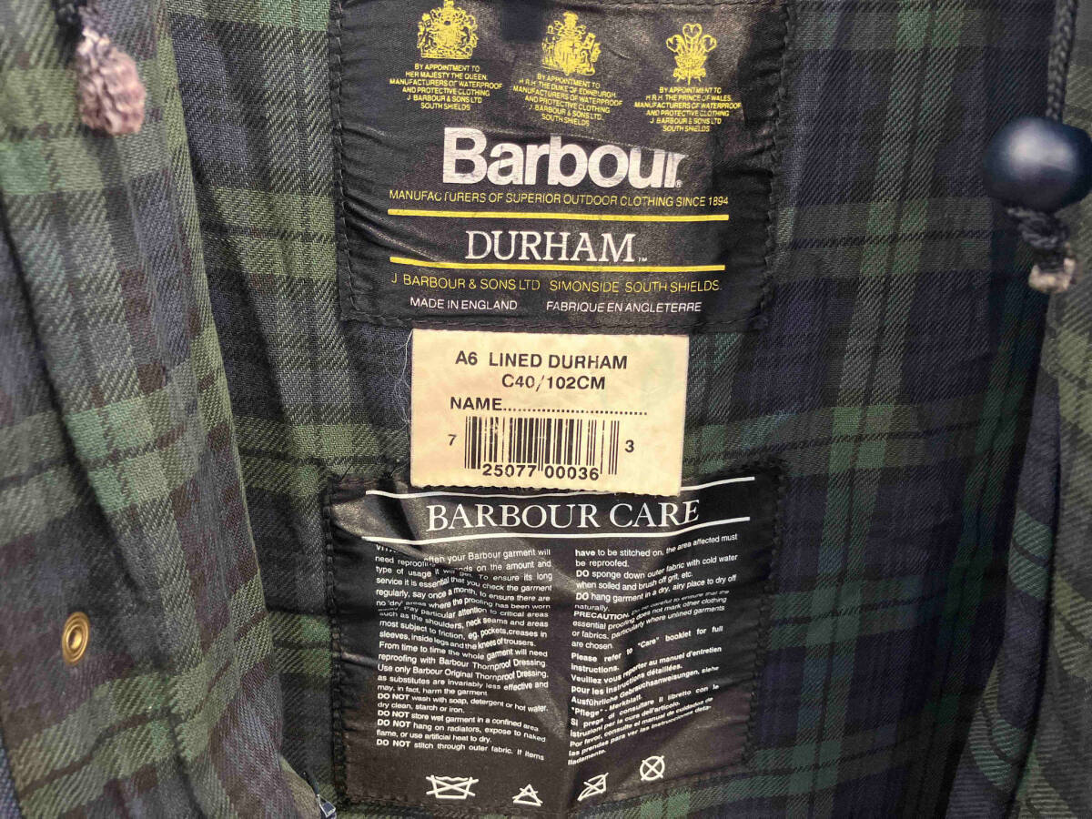 Barbour バブアー ダーハム ジャケット ブラック オイルドクロス A6 LINEDダブルジップ フード コットン メンズ_画像5