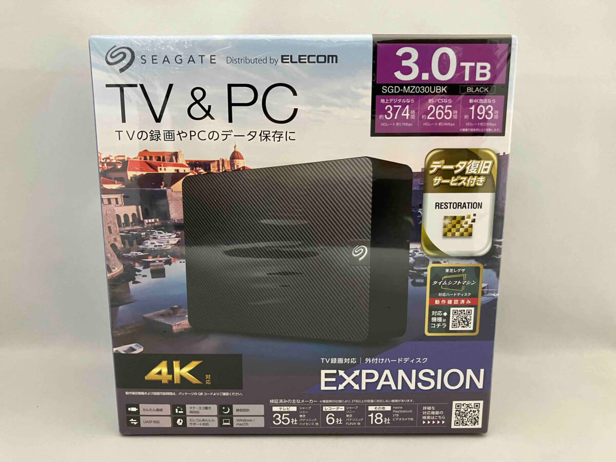 【未開封】 ELECOM 外付けハードディスク EXPANSION SGD-MZ030UBK 3TB 4K対応_画像1