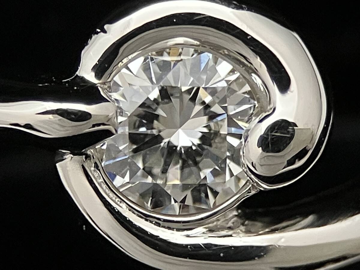 【鑑定書付】 【一粒ダイヤモンド】 Pt900 ダイヤ 0.24ct 約9.5号 5.9g 指輪 リング F VVS2 GOOD_画像1