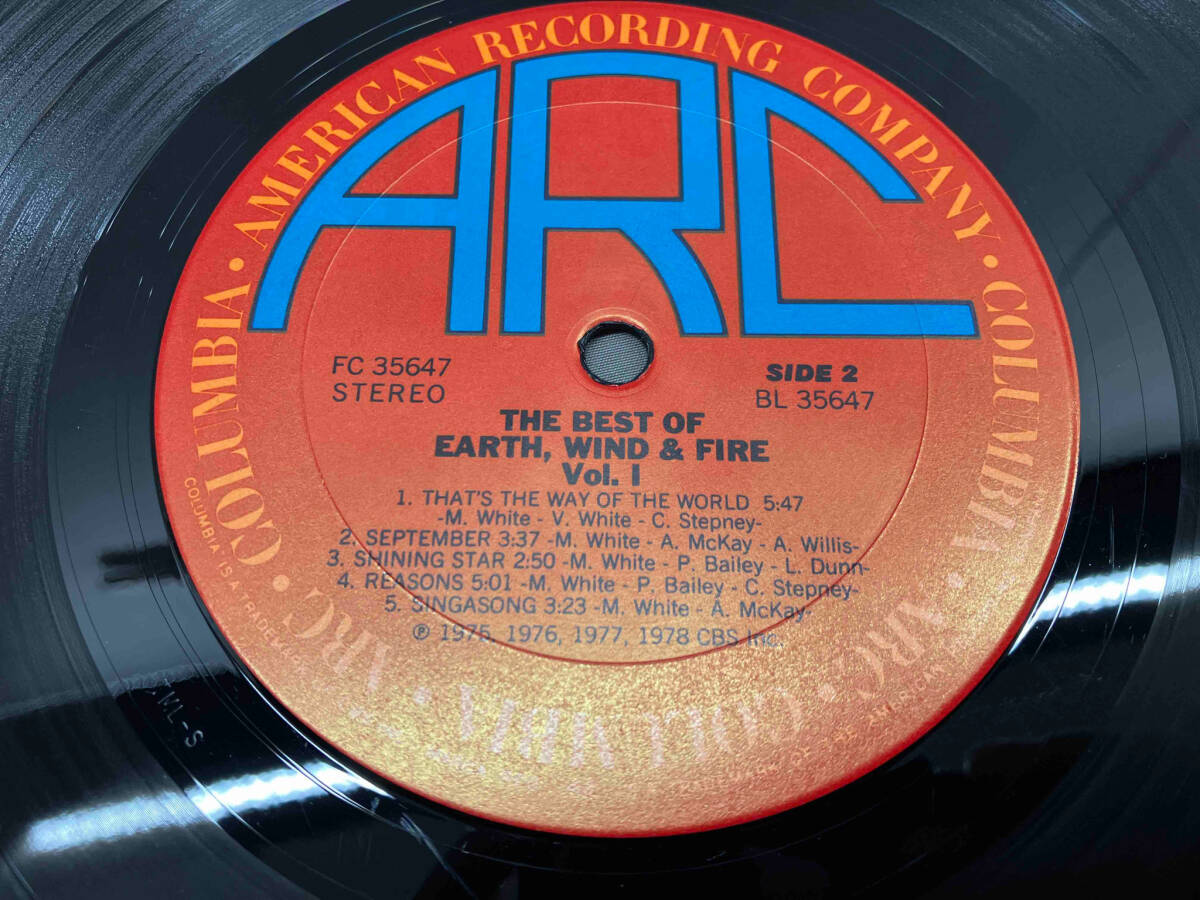 【LP盤R&B】EARTH WIND & FIRE / THE BEST OF EARTH WIND & FIRE Vol.1 （FC35647）アースウィンド＆ファイヤーの画像7