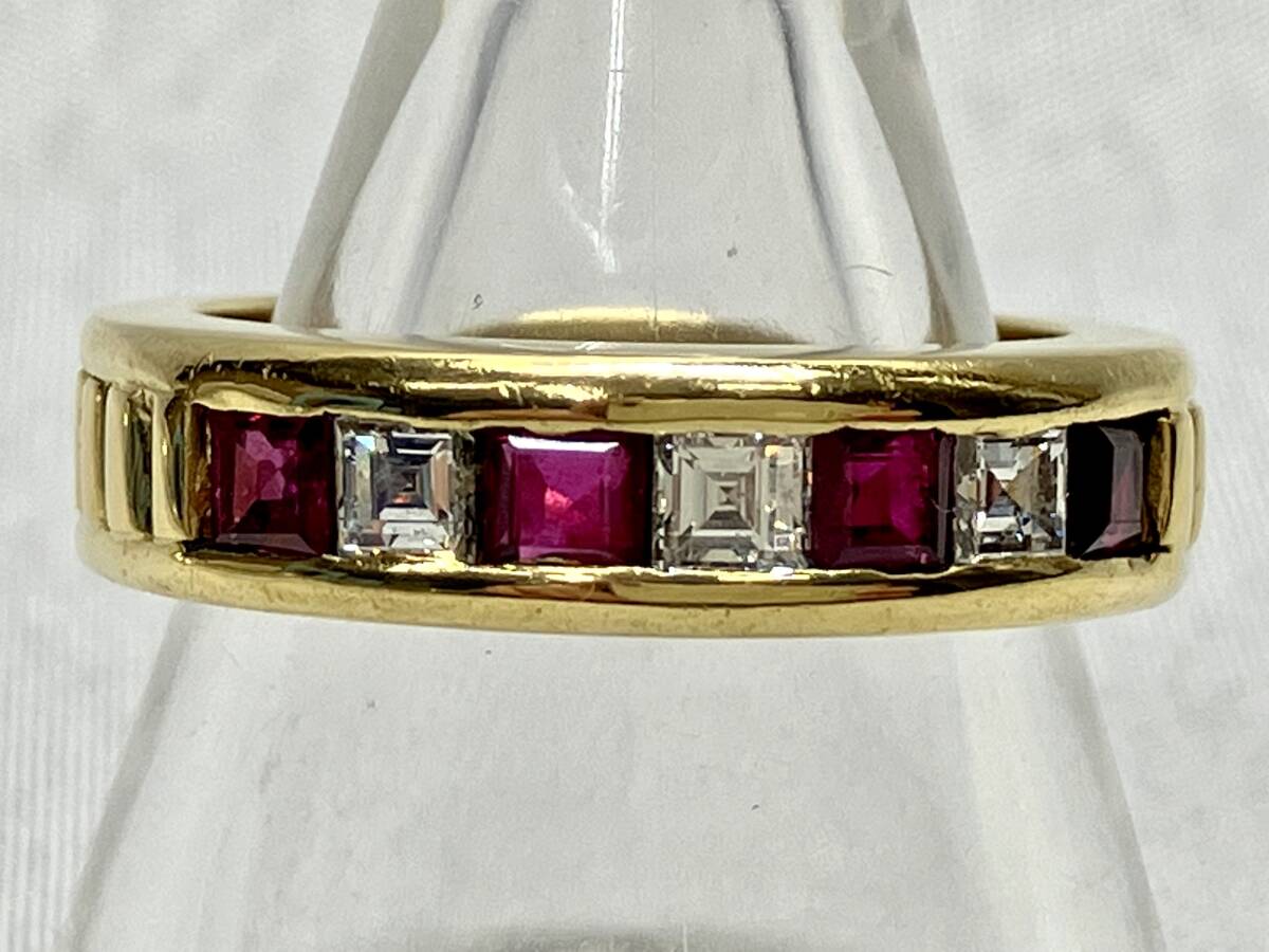 【楽天スーパーセール】 K18 ダイヤ0.37ct レール留め ピンク ストーンリング 6.7g 12号 リング その他