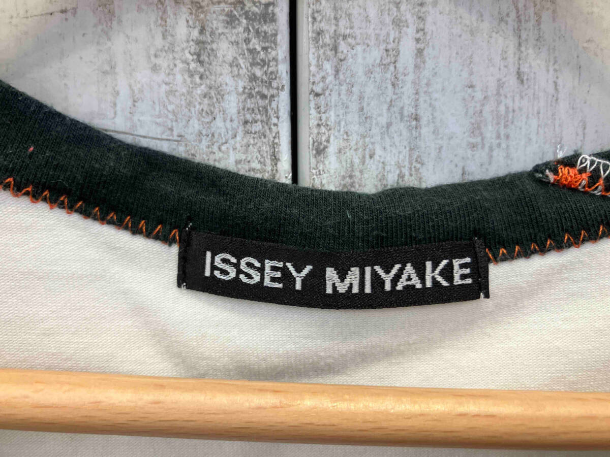 ISSEY MIYAKE イッセイ ミヤケ ME41JK207 ホワイト グリーン ジグザグステッチ コットン 半袖Tシャツ 3日本製_画像5