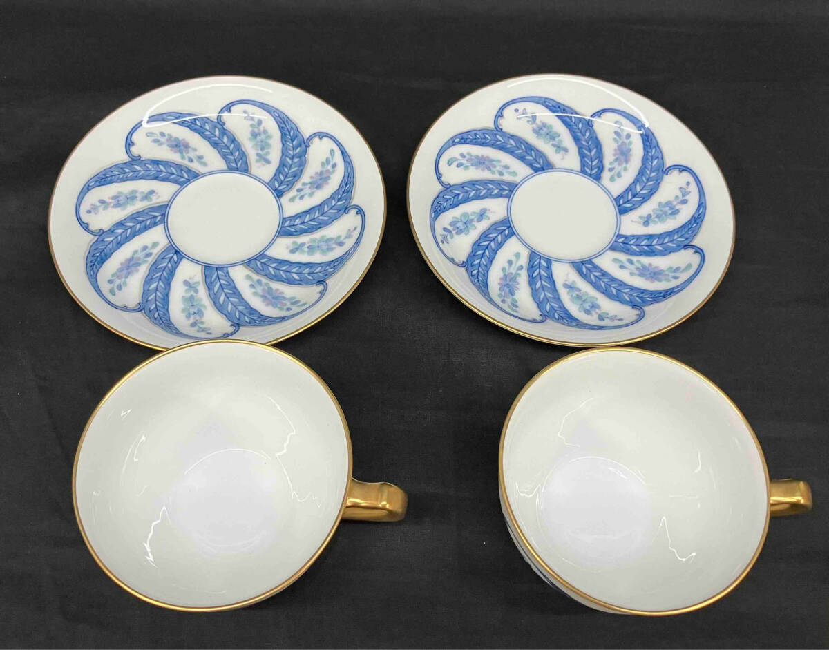 大倉陶園 呉須更紗 カップ&ソーサー 2客セット 金彩 手描き 洋食器 大倉陶園 呉須更紗 カップ&ソーサー 2客セット 金彩 手描き 洋食器
