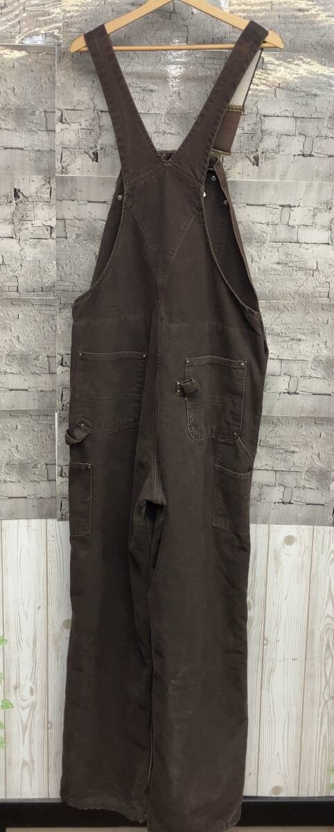 Carhartt カーハート 70s USA製 内側キルティング ダブルニー オーバーオール サイズ38×34 ブラウン_画像2