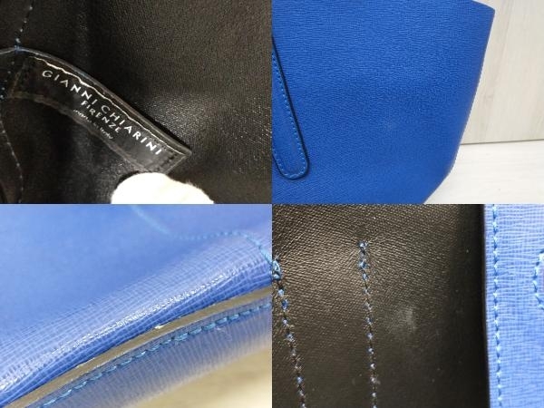 GIANNI CHIARINI ジャンニキャリーニ トートバッグ ブルー ポーチ・保存袋付き 店舗受取可_画像7