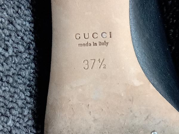 GUCCI／グッチ／283960／オープントゥパンプス／レザー／37／約24cm／ブラック_画像7