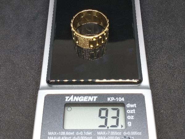 K18 18 золотой YG бриллиант te The Yinling g кольцо желтое золото D0.14ct 9.3g #15 магазин квитанция возможно 