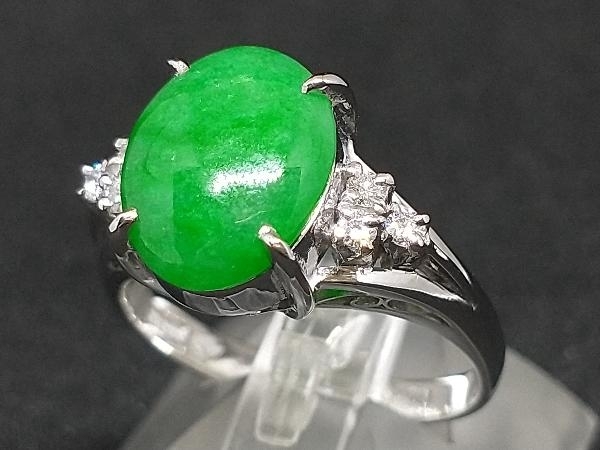 最大80%オフ Pt900 ダイヤモンド グリーン 緑石 リング 指輪 プラチナ 6.8g #15 店舗受取可 プラチナ台