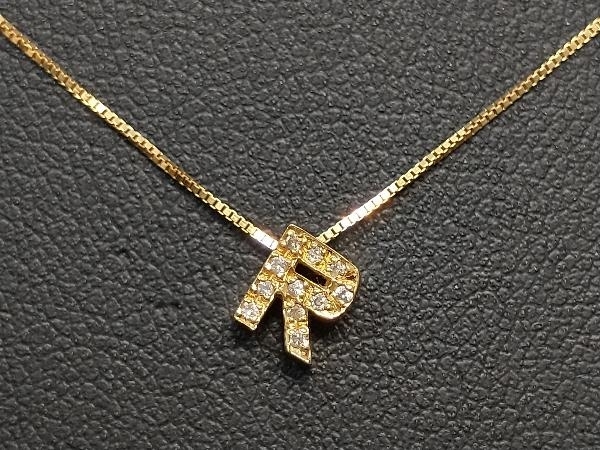経典 イニシャル R YG 18金 K18 デザイン 店舗受取可 40cm 2.2g イエローゴールド ネックレス ペンダント イエローゴールド