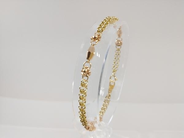 【予約販売品】 K18 店舗受取可 ピンクゴールド イエロー 18金 18K 2カラー 17cm 4.6g デザインブレスレット PG YG イエローゴールド