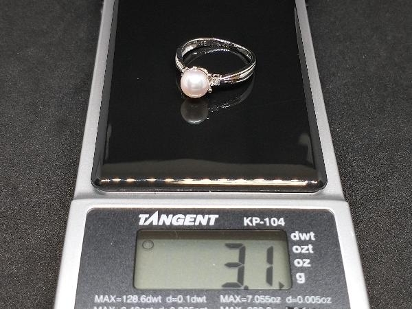 Pt900 ダイヤモンド パールデザイン リング 指輪 プラチナ D0.05ct 3.1g #12 店舗受取可の画像8