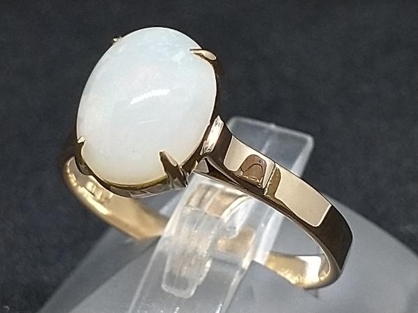 K18 18金 YG ホワイト 白石 デザイン リング 指輪 イエローゴールド 2.8g #13 店舗受取可