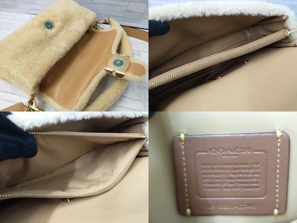 美品 コーチ COACH CC445 ピロータビー 羊毛 2Wayバッグ ハンドバッグ ショルダー 斜め掛け ベージュ レディース ブランド 保存袋付き_画像6