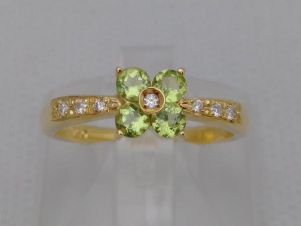 激安正規 ダイヤモンド0.07ct 0.48ct 天然ペリドット #13 ゴールド 【ソーティング付】【新品仕上げ済み】K18 3.1g 店舗受取可 リング イエローゴールド