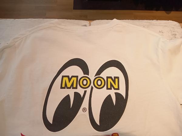 MOON Equipped ムーンエクイップド Flamin MOONEYES 長袖Tシャツ Tシャツ/ロンT ホワイト_画像7