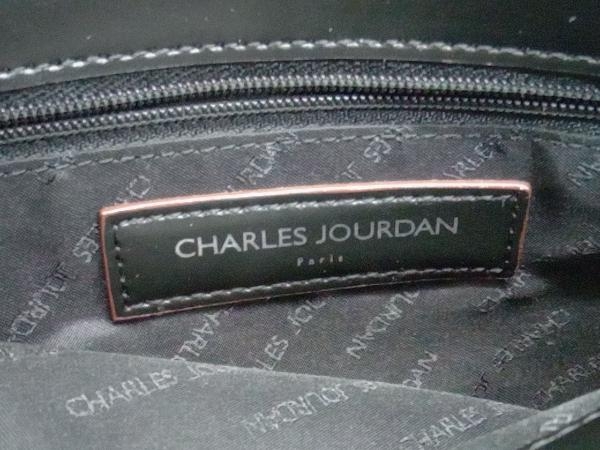 CHARLES JOURDAN シャルル・ジョルダン レザーショルダーバッグ ブラック 黒 横幅約26cm_画像5