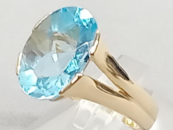 激安正規 K18/天然ブルートパーズ イエローゴールド ソーティング付き アクセサリー 指輪 リング 7.2g #11.5 イエローゴールド