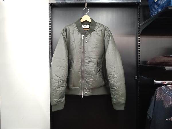 DRIES VAN NOTEN 21A/W Green Crinkled Bomber Jacket ドリスウ゛ァンノッテン ボンバージャケット XL カーキ 店舗受取可_画像1