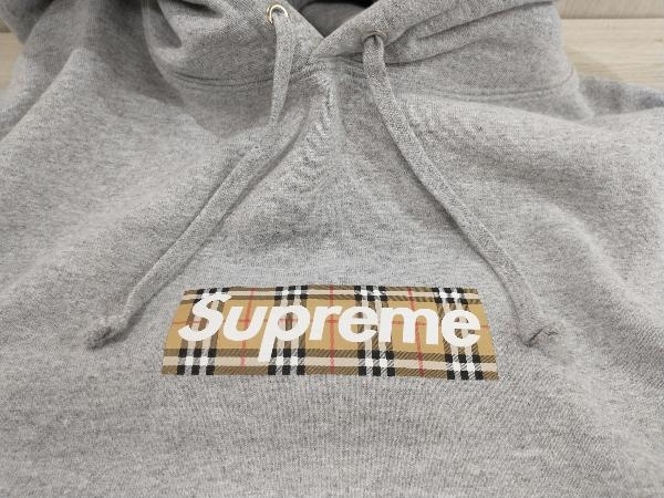 冬 Supreme Burberry シュプリーム×バーバリーパーカーBox Logo Hooded Sweatshirt XL グレー_画像4