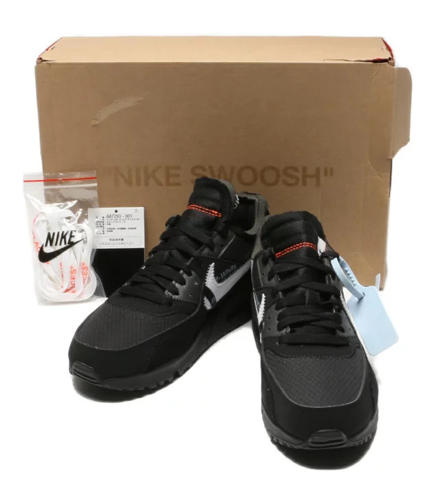 美品 OFF-WHITE × NIKE AIR MAX 90 BLACK CORN AA7293-001 2019 サイズ24.5cm オフホワイト ナイキ エアマックス ブラック スニーカー