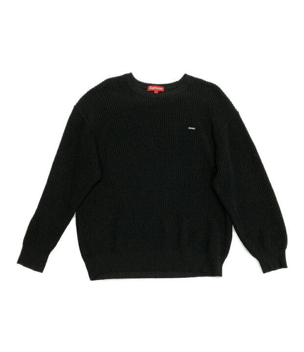 23AW Supreme Small Box Ribbed Sweater size:L black cotton スモールボックスロゴニット リブ シュプリーム 店舗受取可_画像1