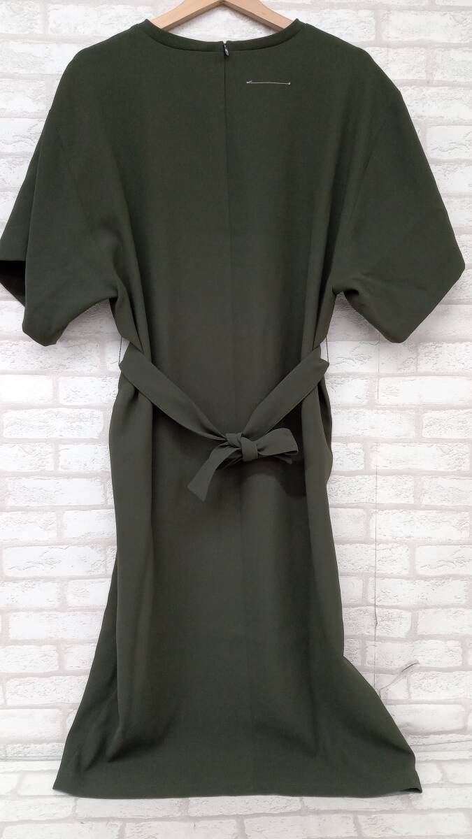 MM6 エムエムシックス Belted Round-Neck Crepe Midi Dress レディース サイズ36 カーキ 半袖 ワンピース ミニドレス_画像2