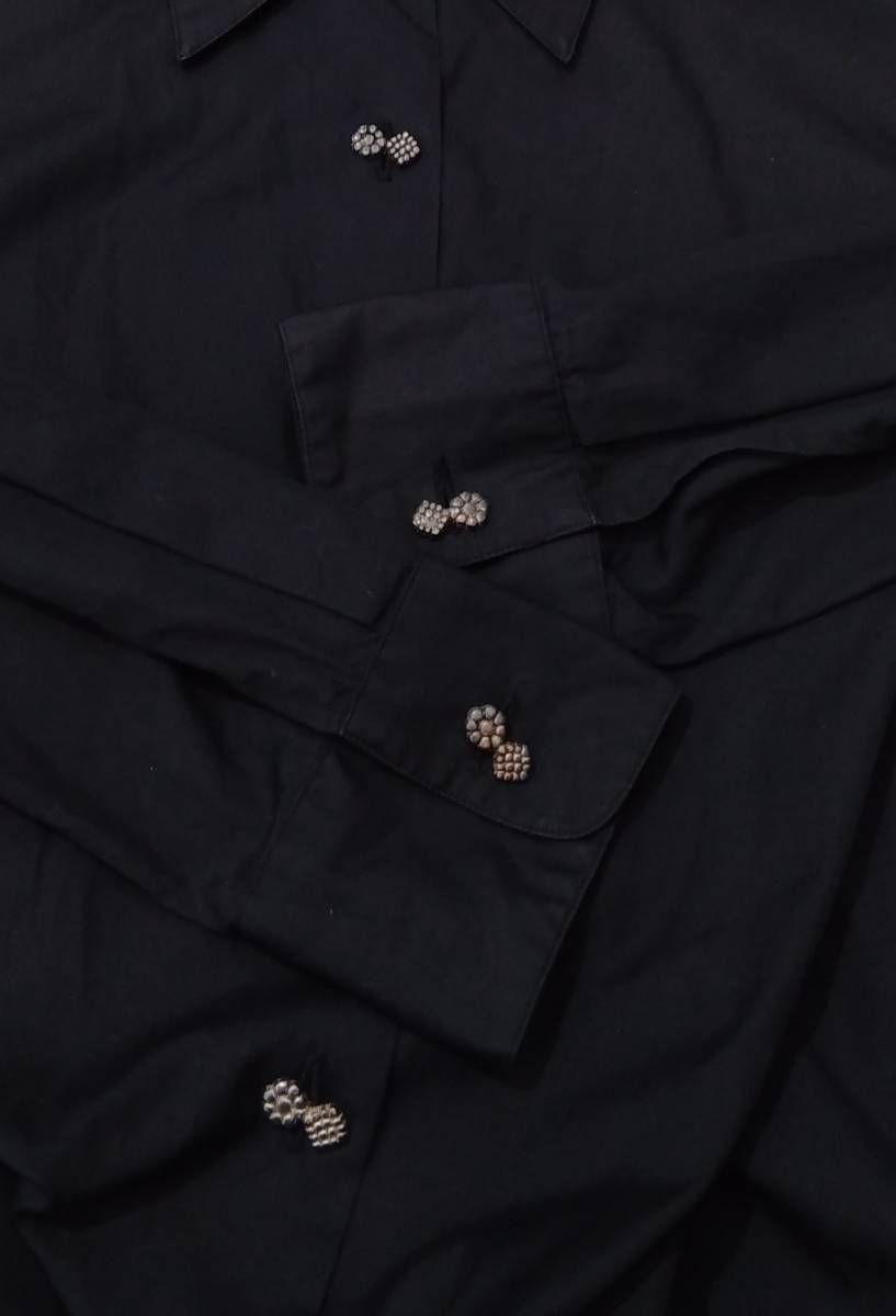 agnes b. アニエスベー 長袖シャツ ブラウス サイズ 2 黒 ブラック 綿 100% 日本製 レディース_画像6