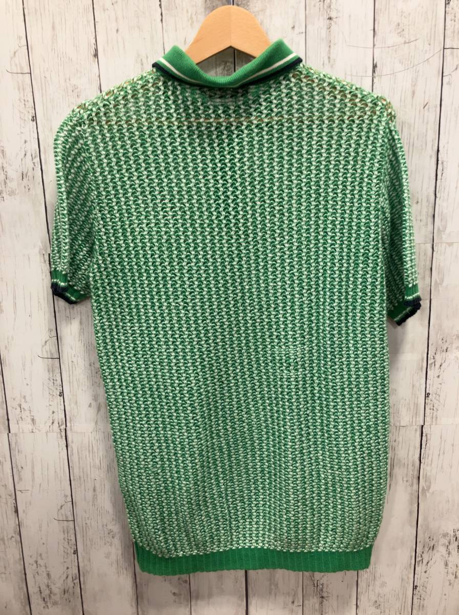 FRED PERRY Fred Perry F3001... плетеный зеленый сделано в Японии хлопок рубашка-поло с коротким рукавом S