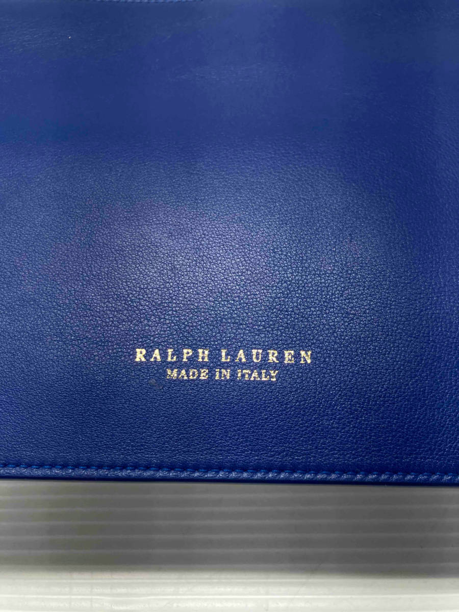 * RALPH LAUREN Ralph Lauren purple lable clutch sea second bag ( keep hand none bag ) Italy made cow leather blue through year 