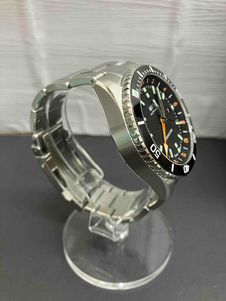 MIDO ミド- OCEAN STAR M026629A 腕時計 自動巻き メンズ ブラック オレンジ 箱付き 取説 余り駒あり_画像4