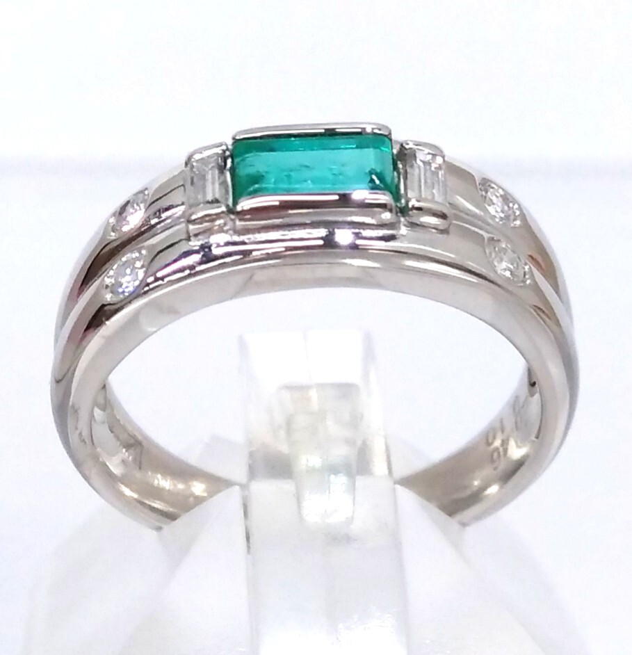 [ new goods finishing settled /so-ting attaching ] Pt900 natural emerald 0.46ct diamond 0.10ct ring approximately 11.5 number 6.8g