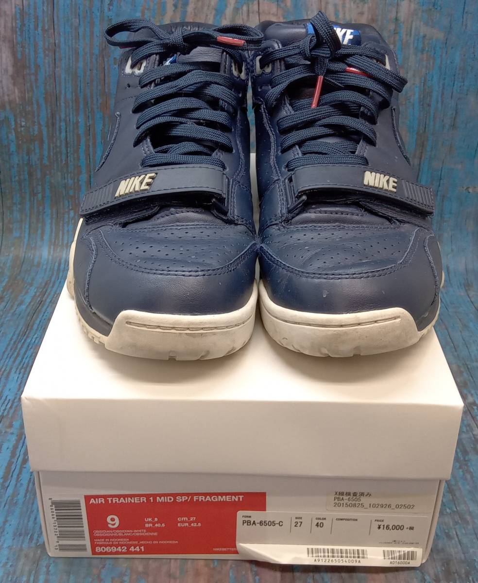 NIKE スニーカー FRAGMENT DESIGN / 806942-441 / /チャーム付、替え紐付き/箱有り/ネイビー/27cm_画像4